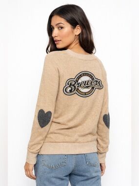 Custom Milwaukee Brewers Sweater Gap Wool Blend XL Neutral Cozy Casual MLB